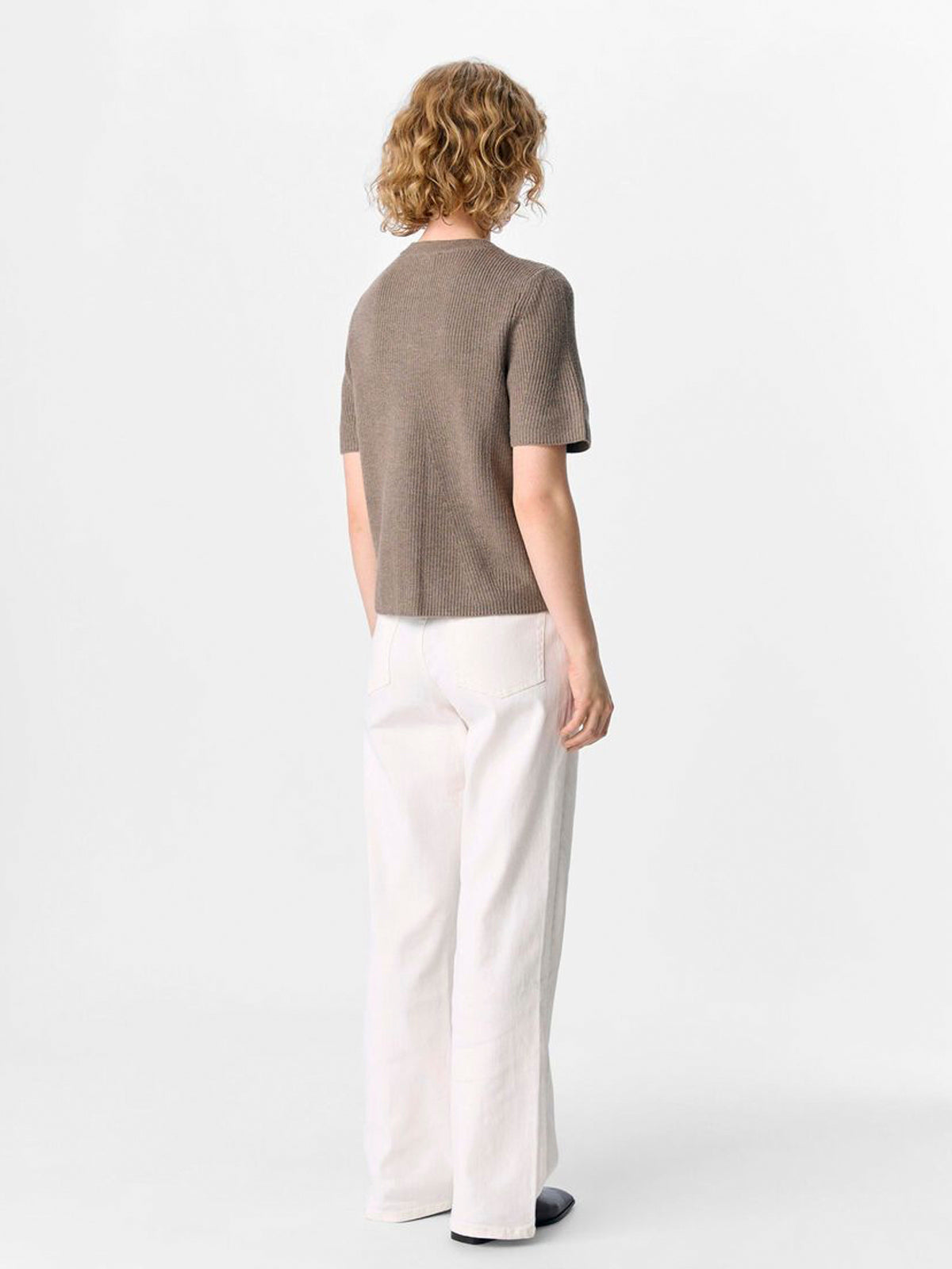Object Viola Short Sleeve Cardigan Morel Brown