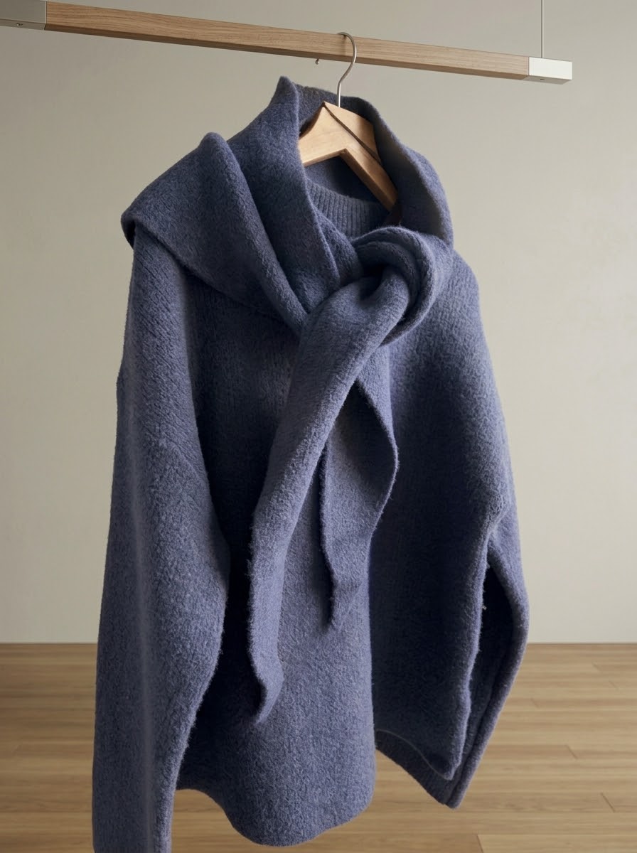 Jasta Scarf Knitted Pullover Navy