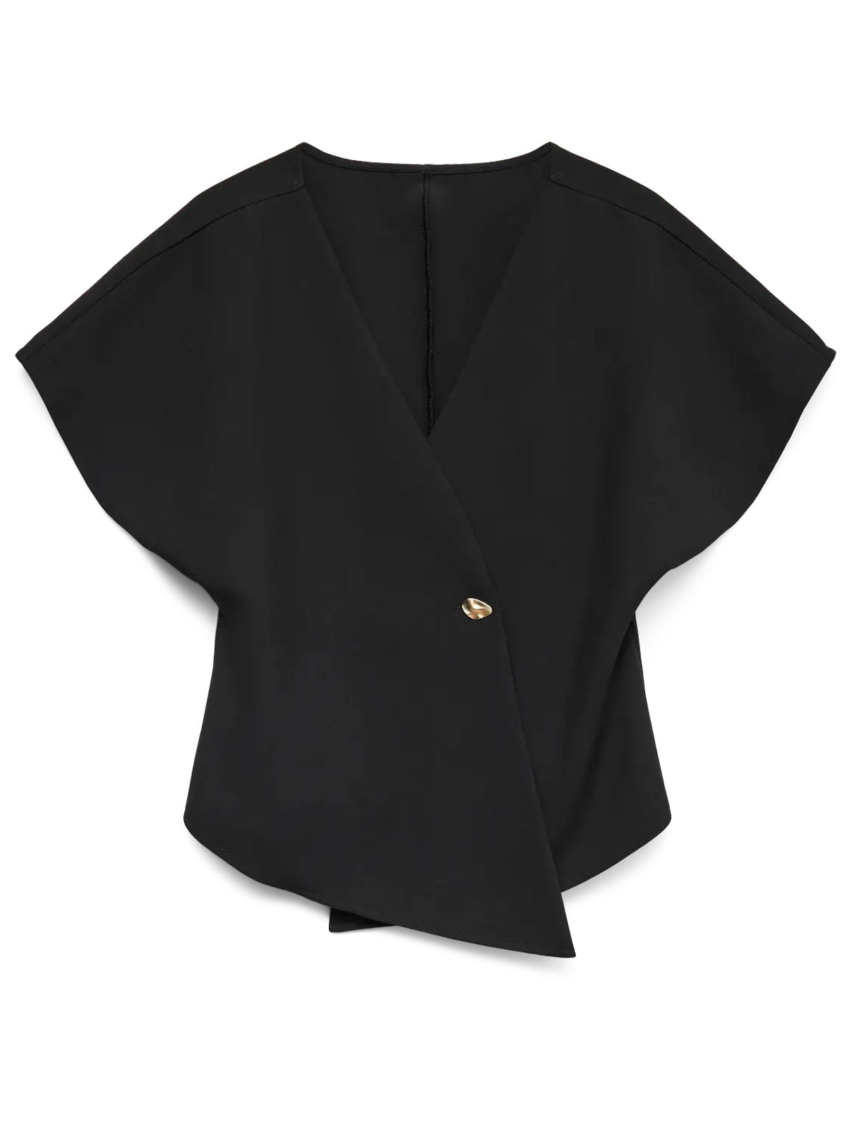 Asymmetric Short Sleeve Blazer Top Black