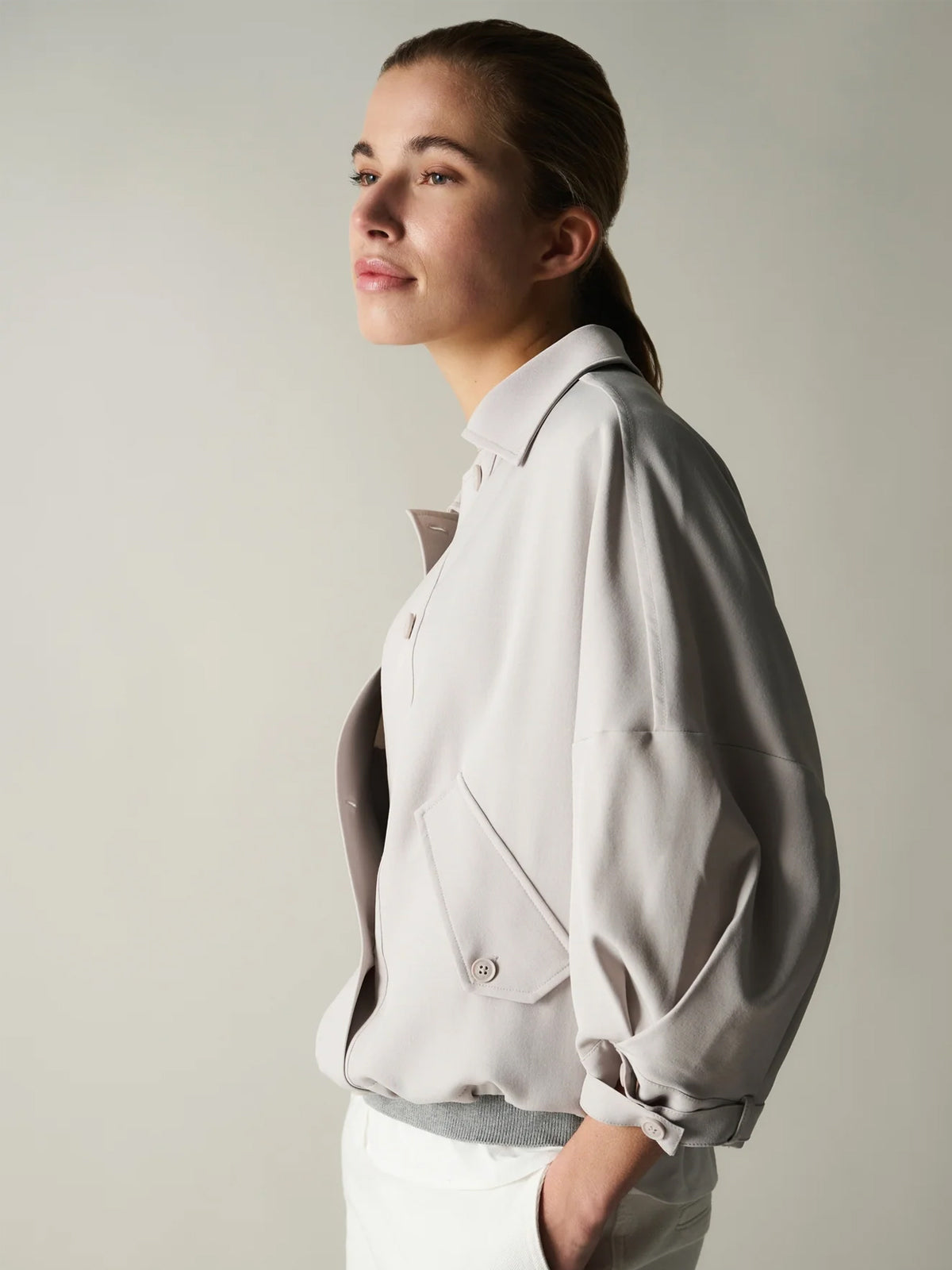 YAYA Blouse Jacket With Adjustable Waistband Steel Grey