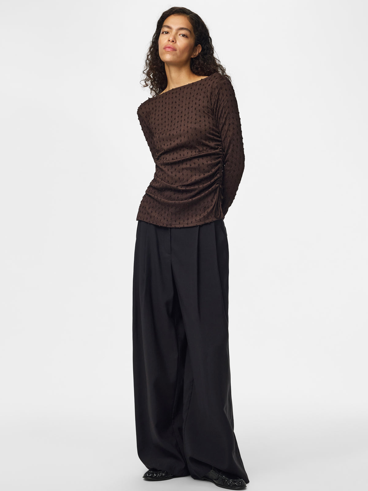Pieces Vigas Fitted Top Chocolate Brown