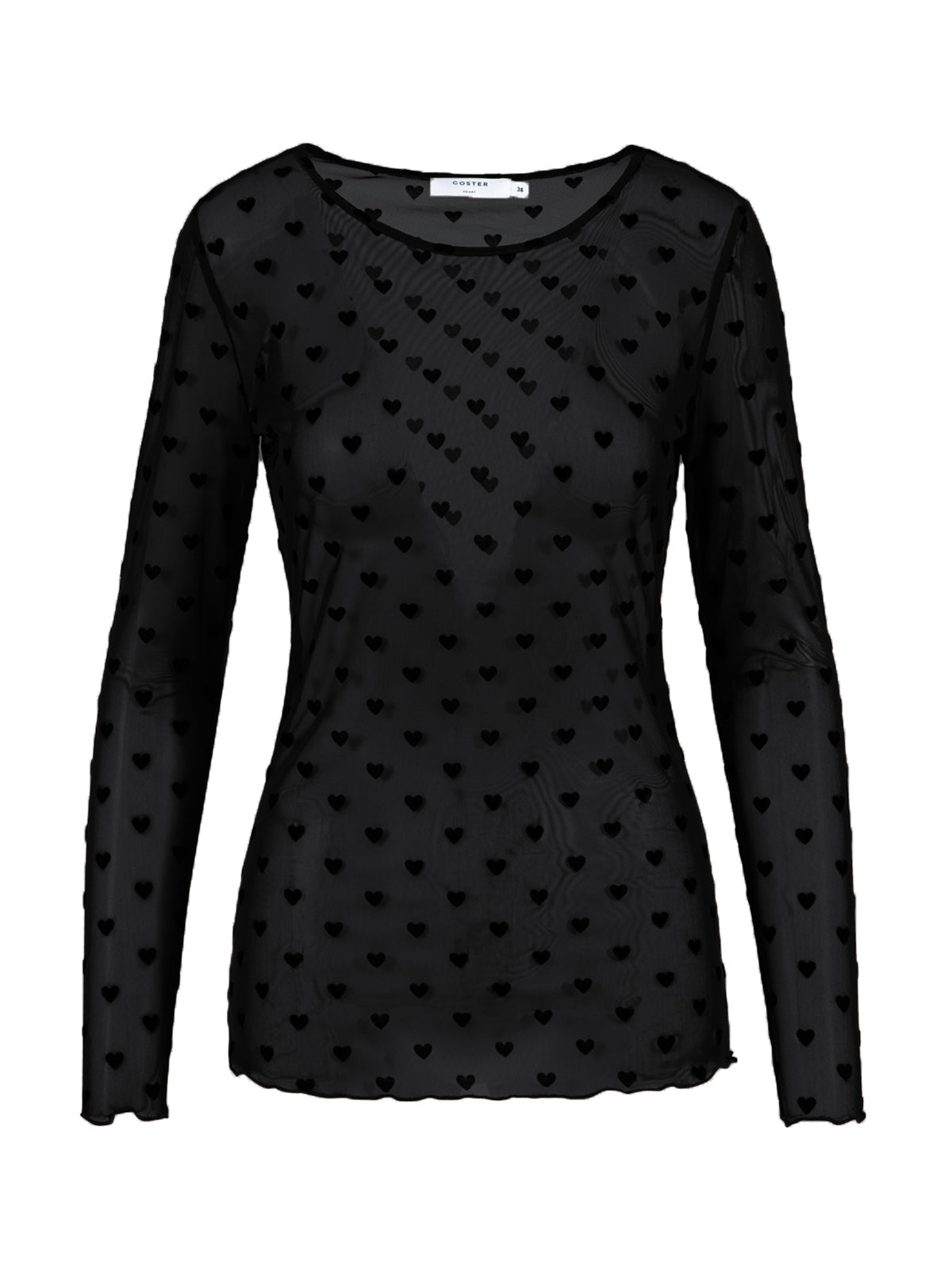 Coster Copenhagen Velvet Heart Mesh Top Black