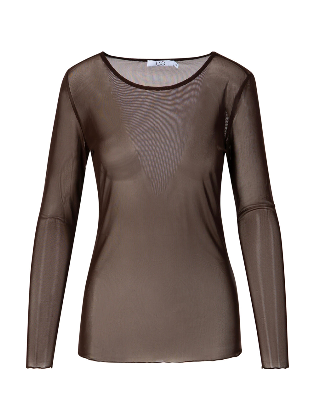 Coster Copenhagen Mesh O-Neck Top Chocolate Brown