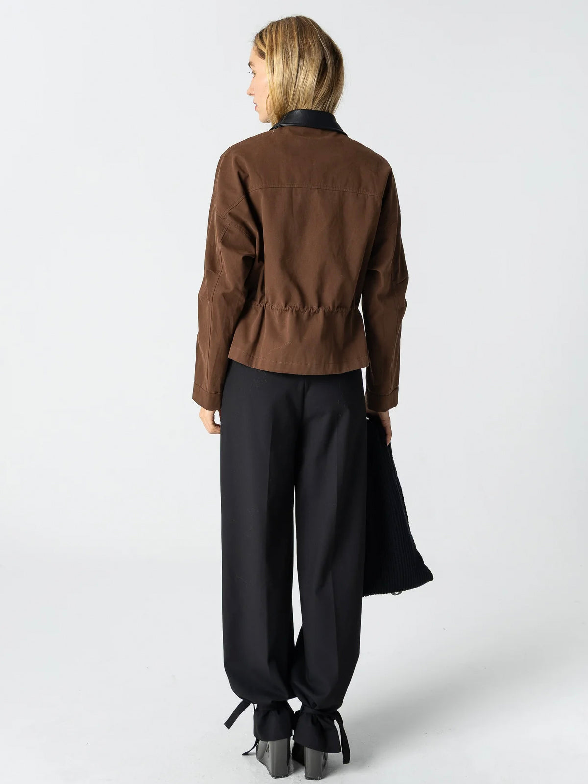 Coster Copenhagen Short Jacket With PU Collar Dark Brown