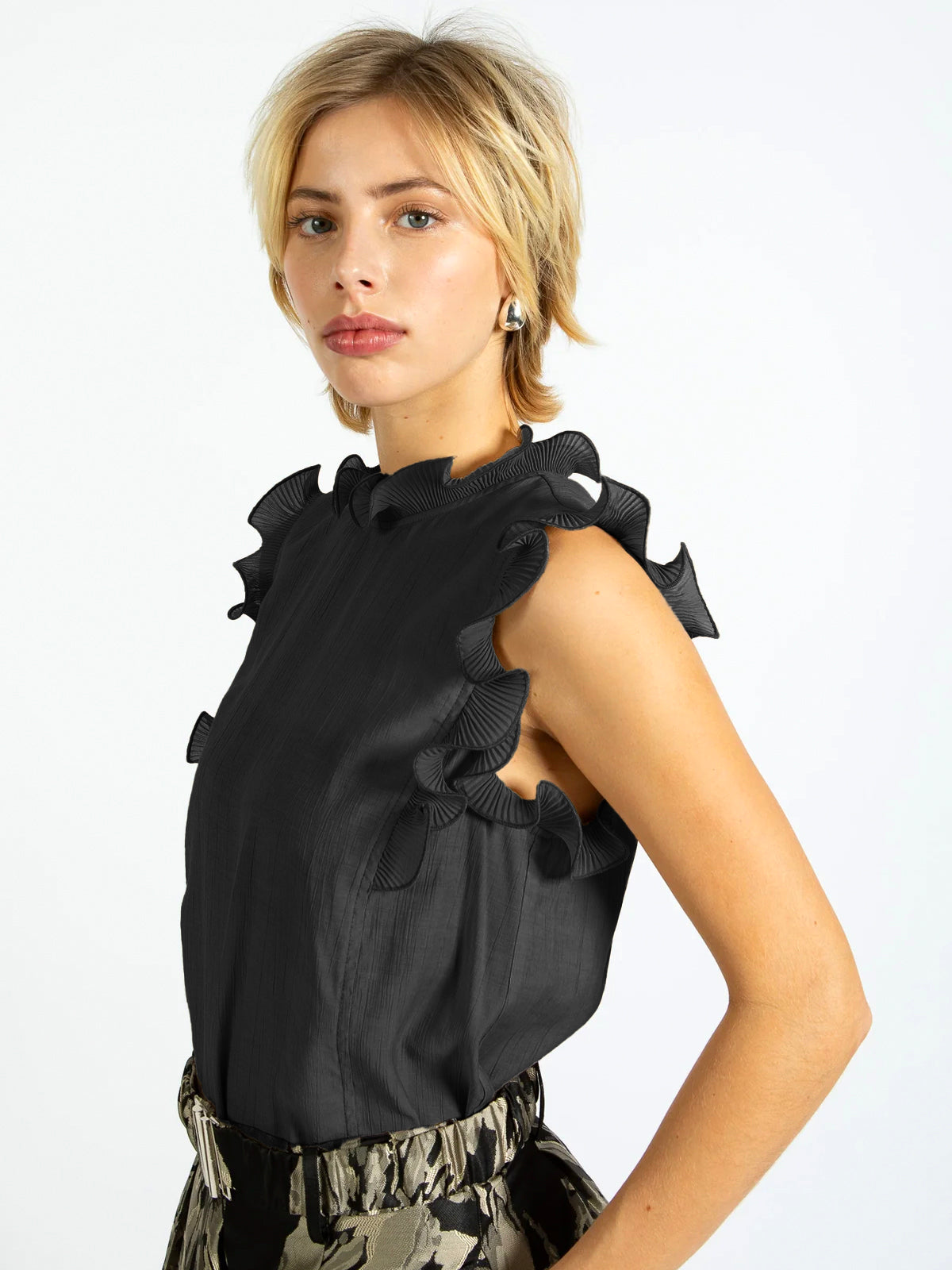 Coster Copenhagen Top With Ruffles Black