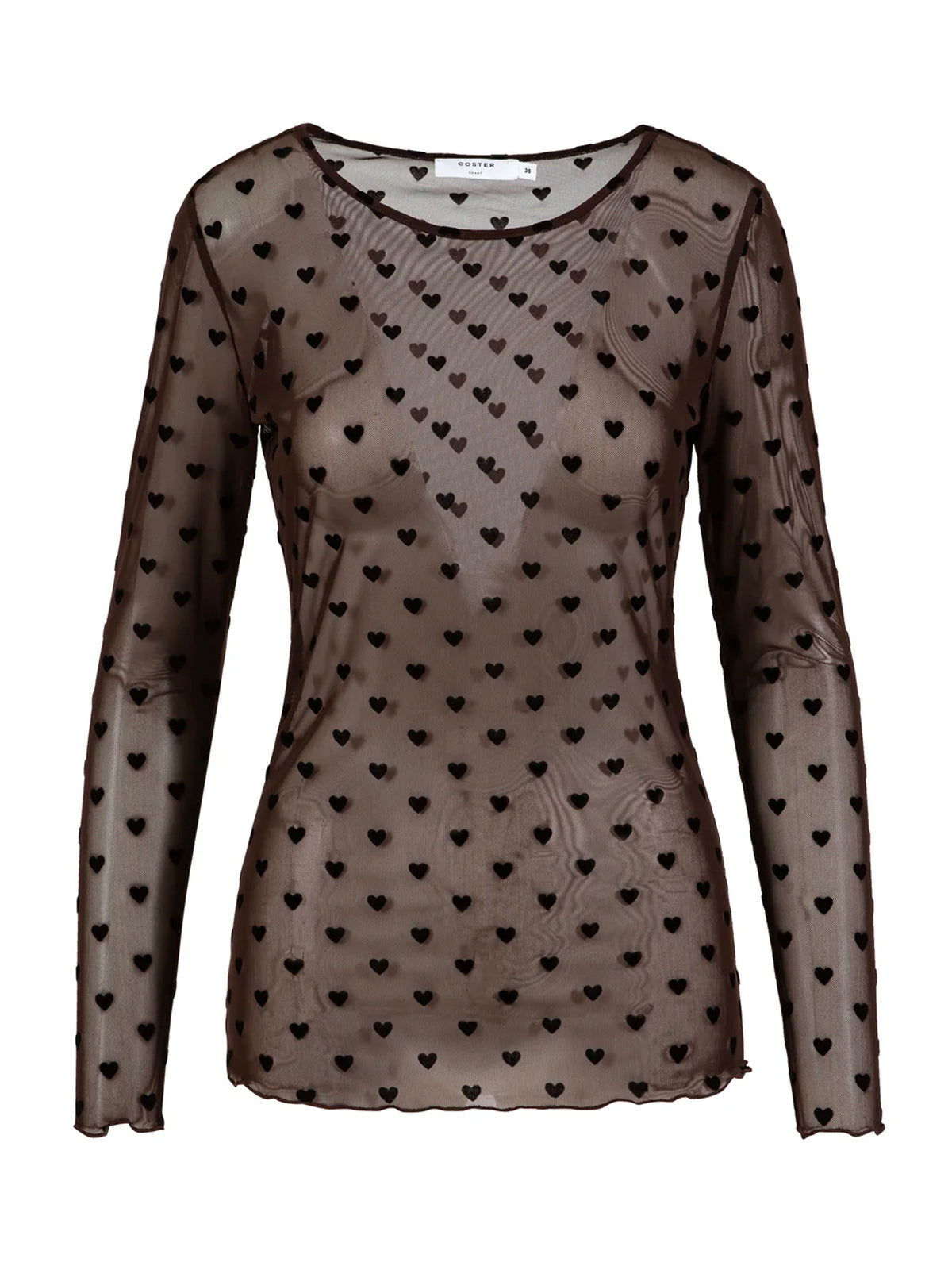 Coster Copenhagen Velvet Heart Mesh Top Chocolate Brown
