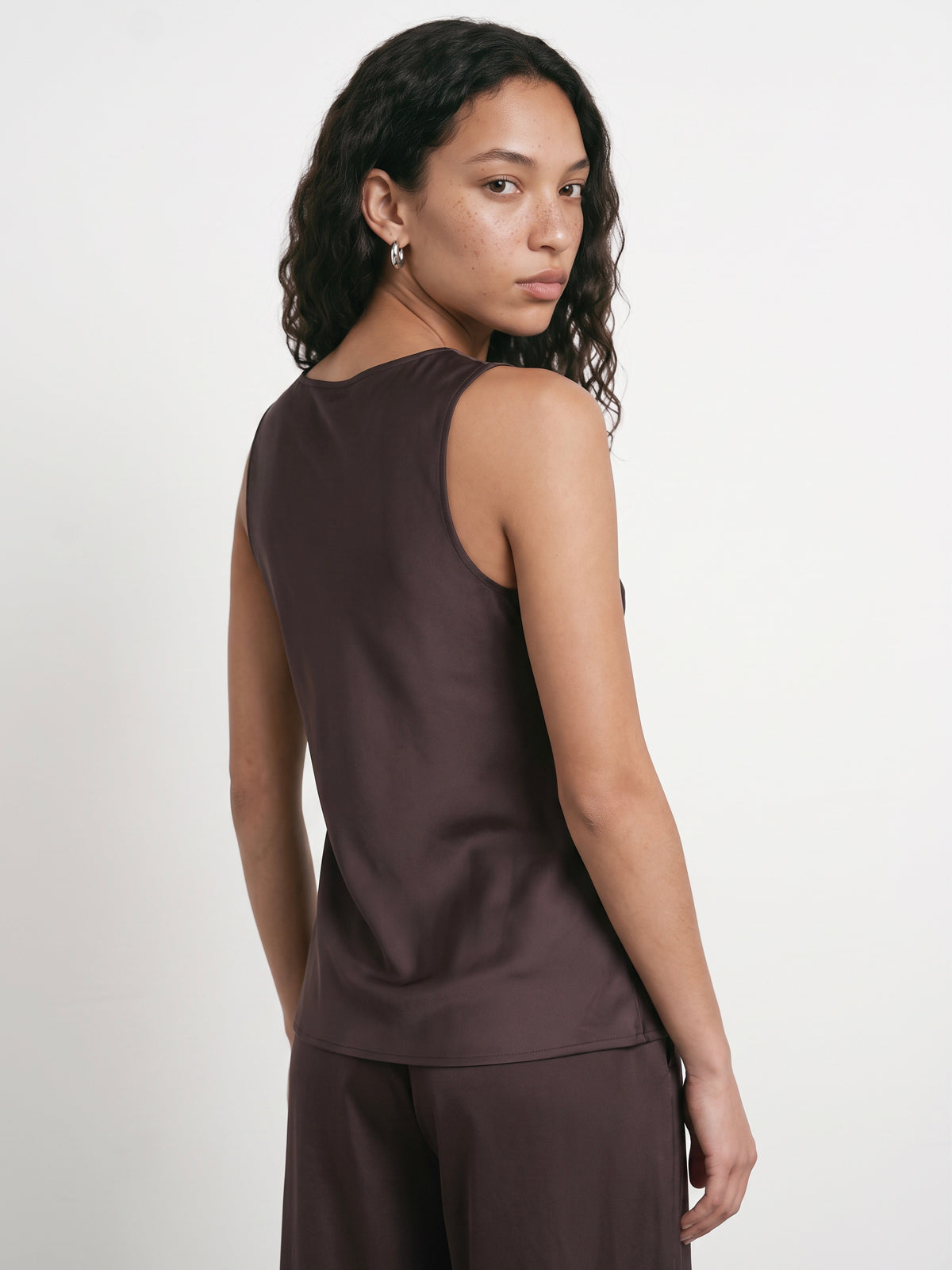 HPDP Satin Cowl Neck Top Chocolate Brown