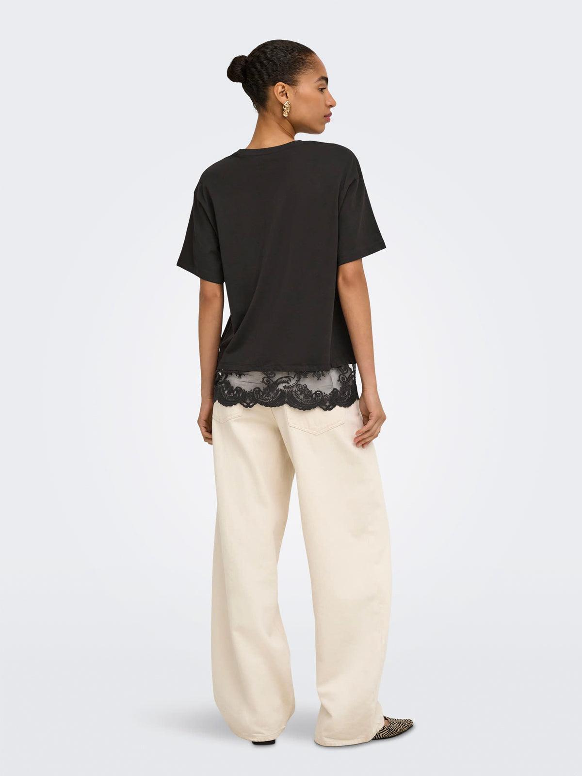 Lace Trim T-Shirt Chocolate