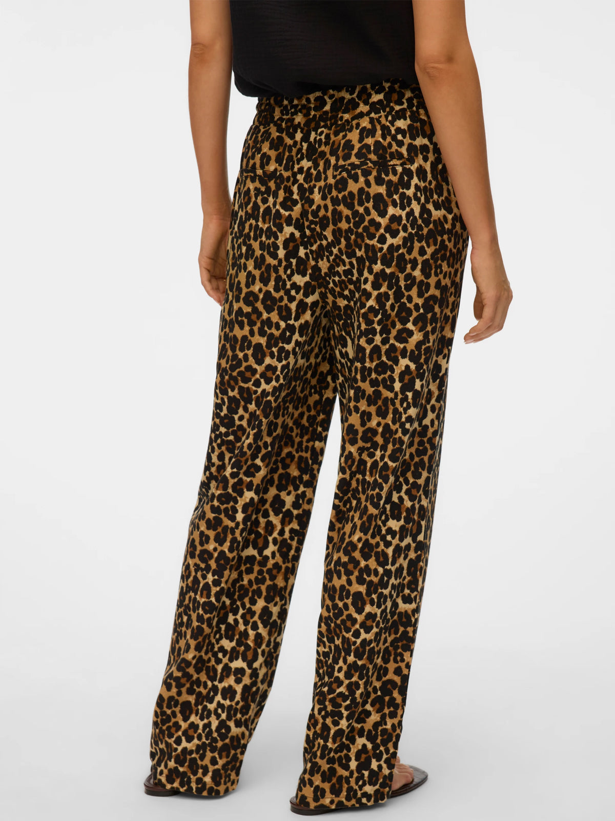 Vero Moda Wide Leg Linen Trousers Leopard