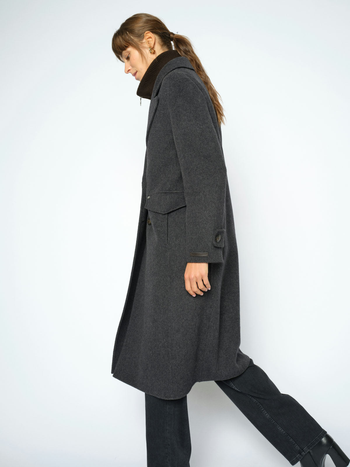 Mos Mosh MMAlva Loisa Mock Neck Coat Grey
