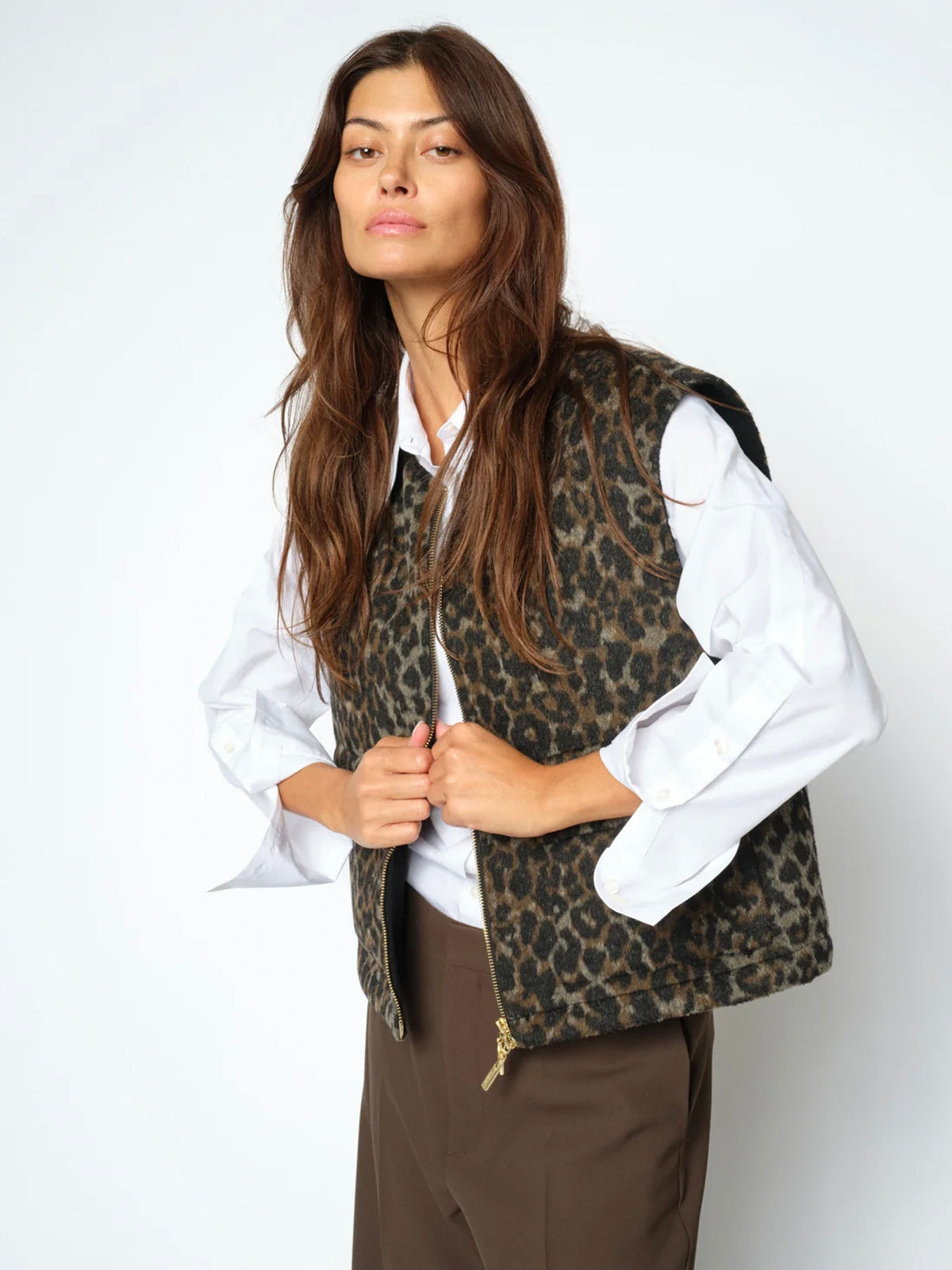 Mos Mosh Elise Leo Gilet In Black Leopard