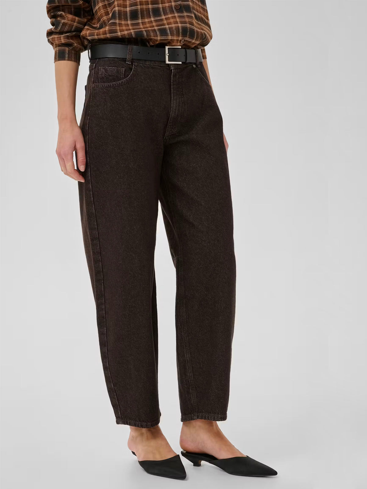My Essential Wardrobe MWLance Barrel Jeans Dark Brown