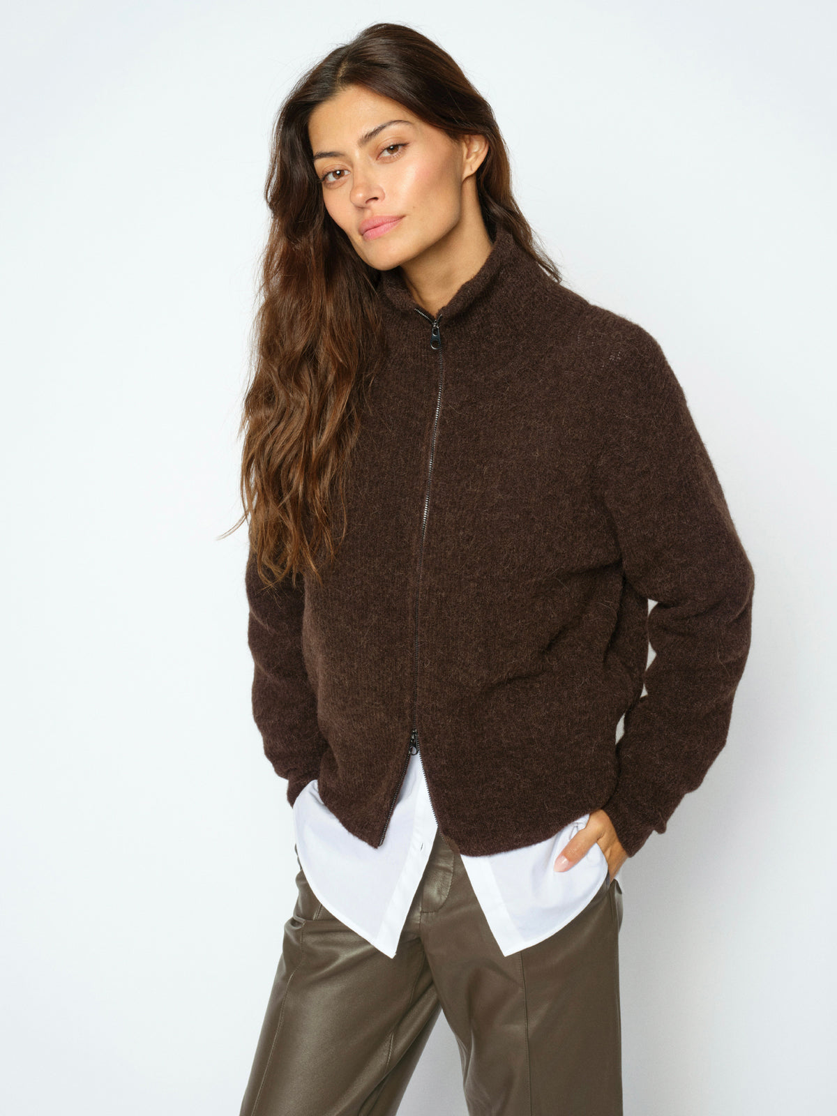 Mos Mosh MMThora Zip Cardigan Delicioso Brown