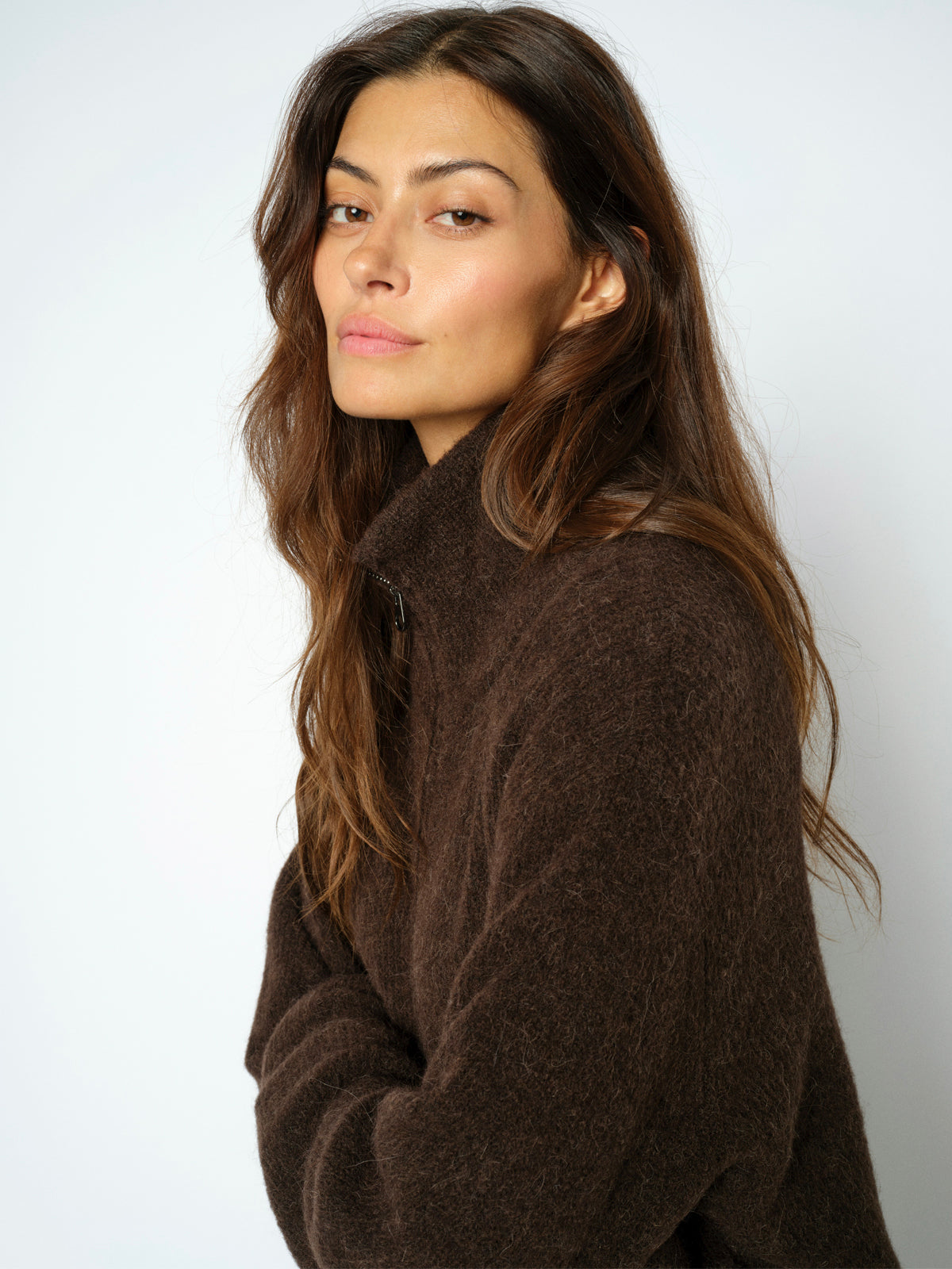 Mos Mosh MMThora Zip Cardigan Delicioso Brown