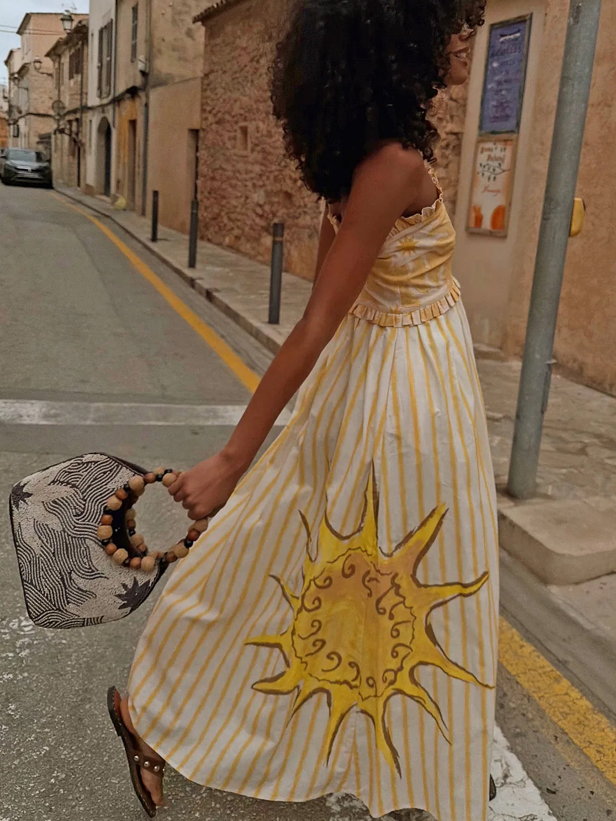 Never Fully Dressed Yellow Stripe Ashley Dress