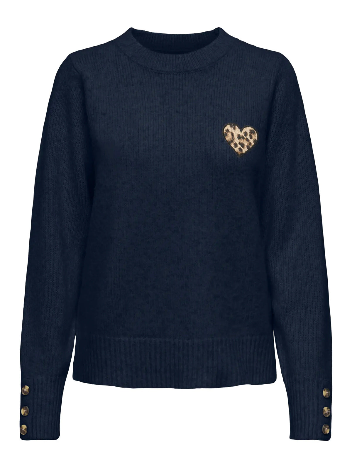 Embroidered Heart Motif Knit Jumper Navy
