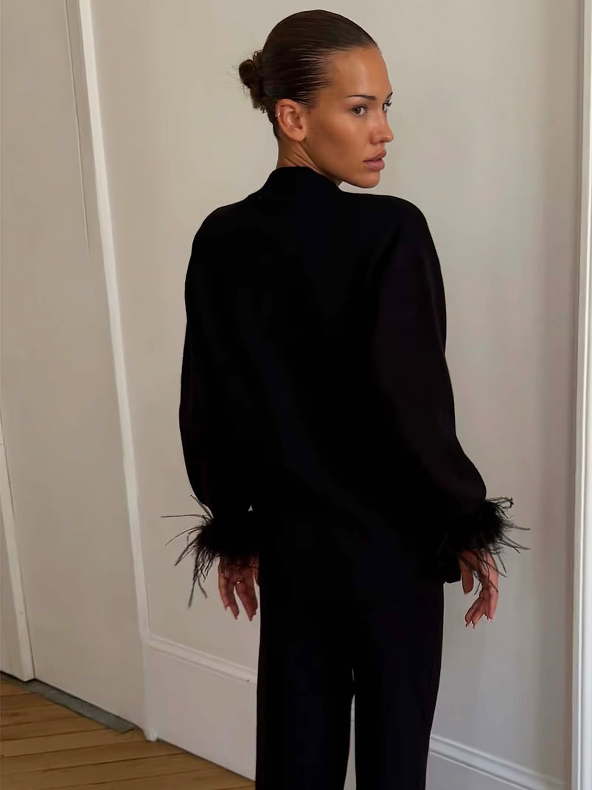 Never Fully Dressed Black Feather Martha Cardigan