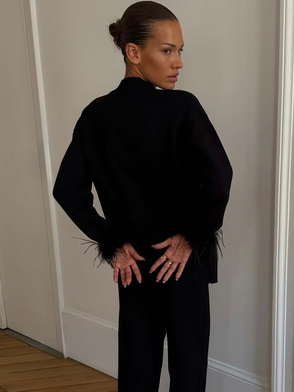 Never Fully Dressed Black Feather Martha Cardigan