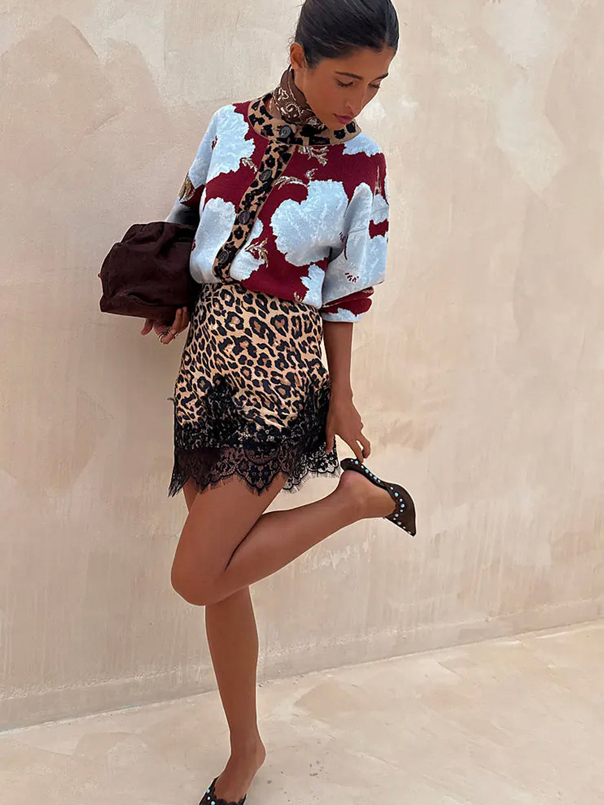 Never Fully Dressed Burgundy & Blue Poppy Cardigan