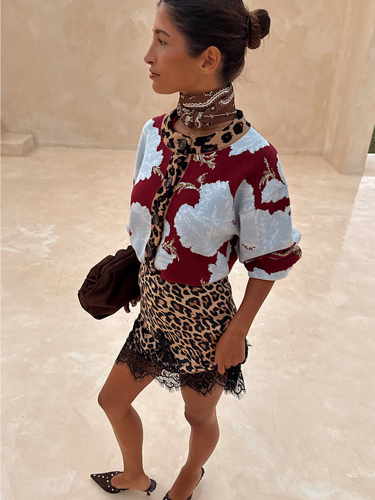 Never Fully Dressed Burgundy & Blue Poppy Cardigan