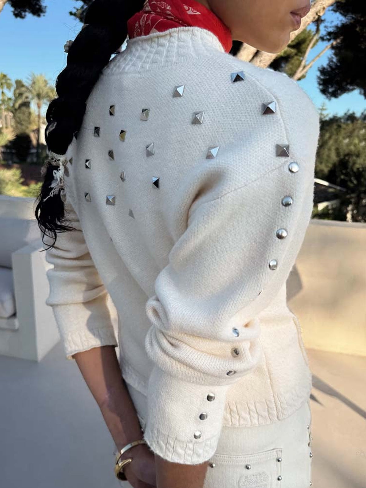 Never Fully Dressed Ecru Stud Cardi