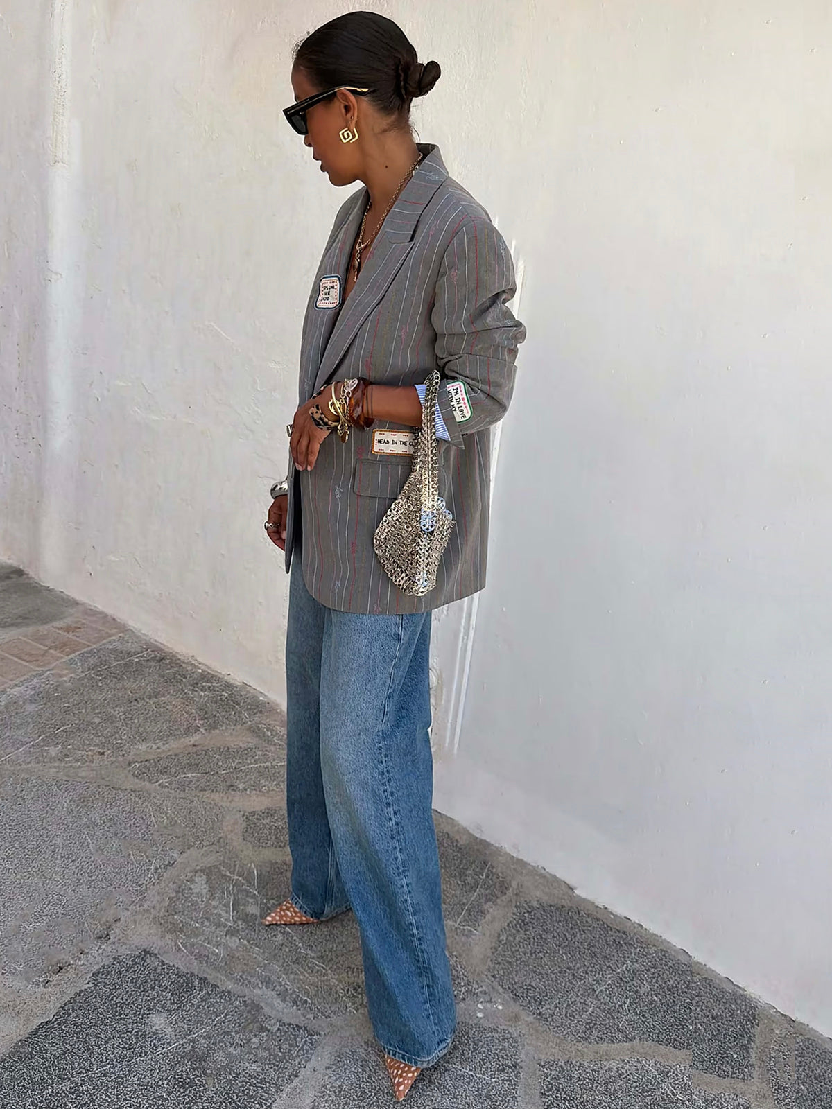 Never Fully Dressed Grey Love Pinstripe Blazer