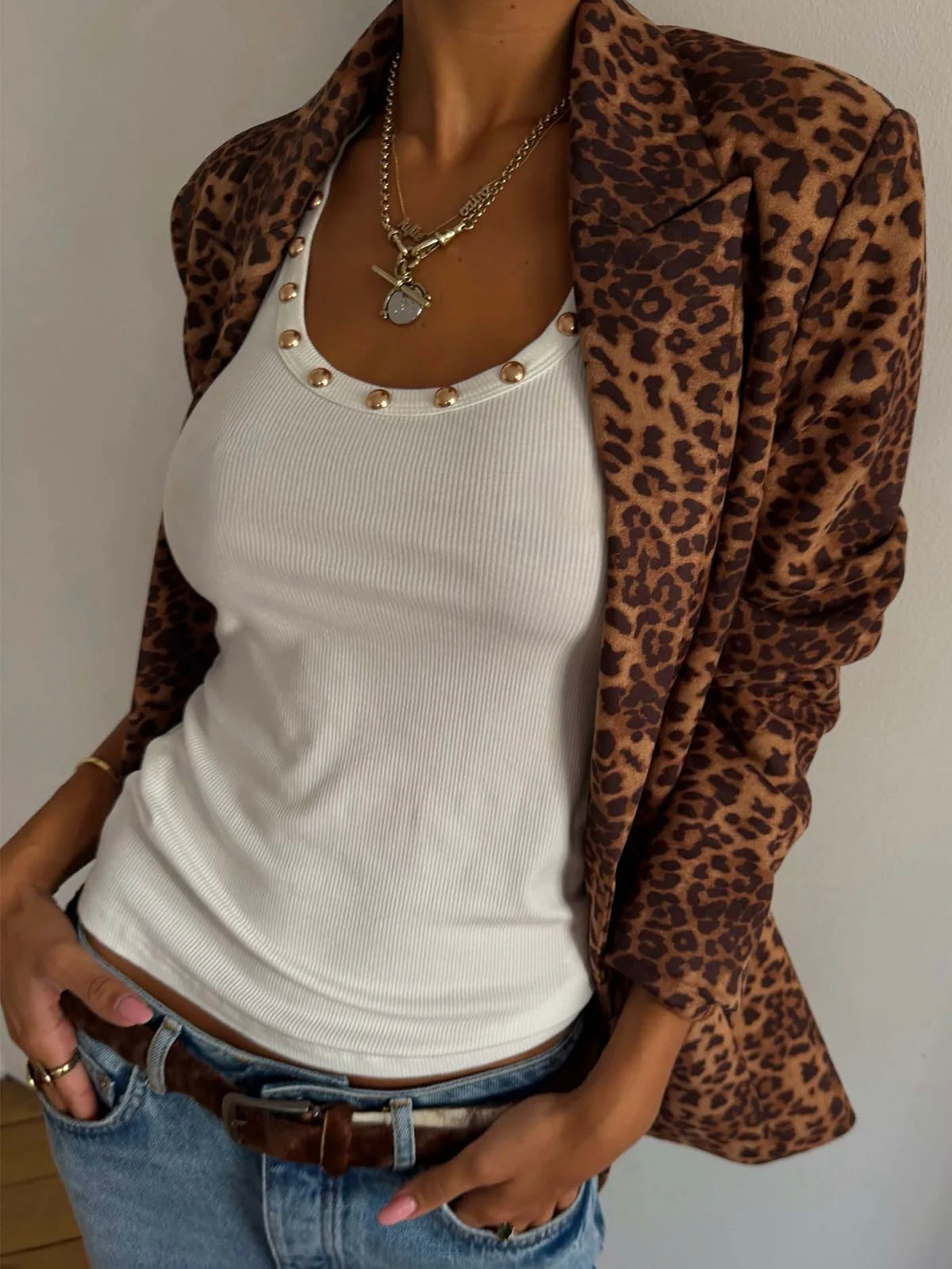 Never Fully Dressed Leopard Taylor Blazer