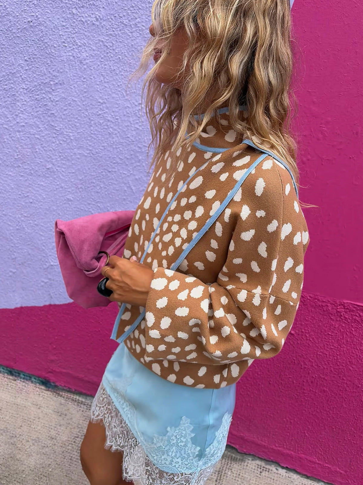 Never Fully Dressed Deer Scarf Jumper Tan