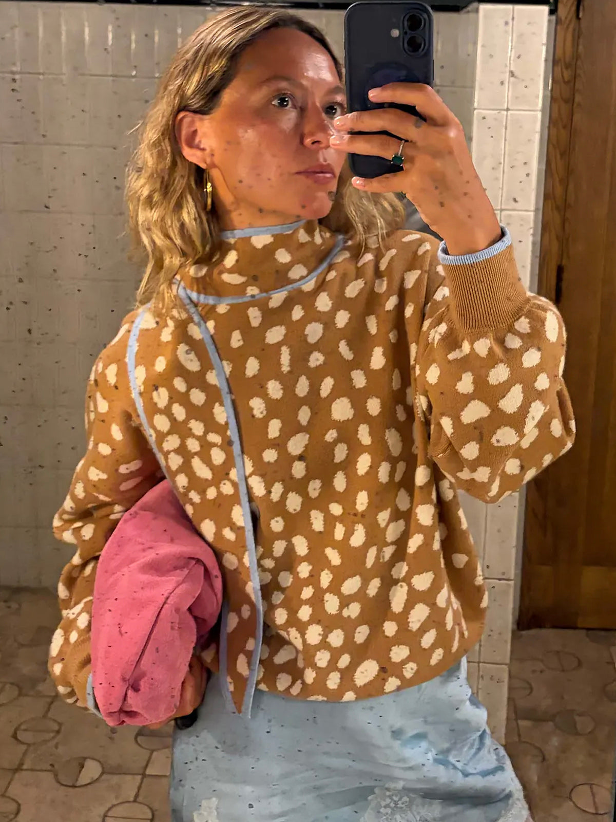 Never Fully Dressed Deer Scarf Jumper Tan