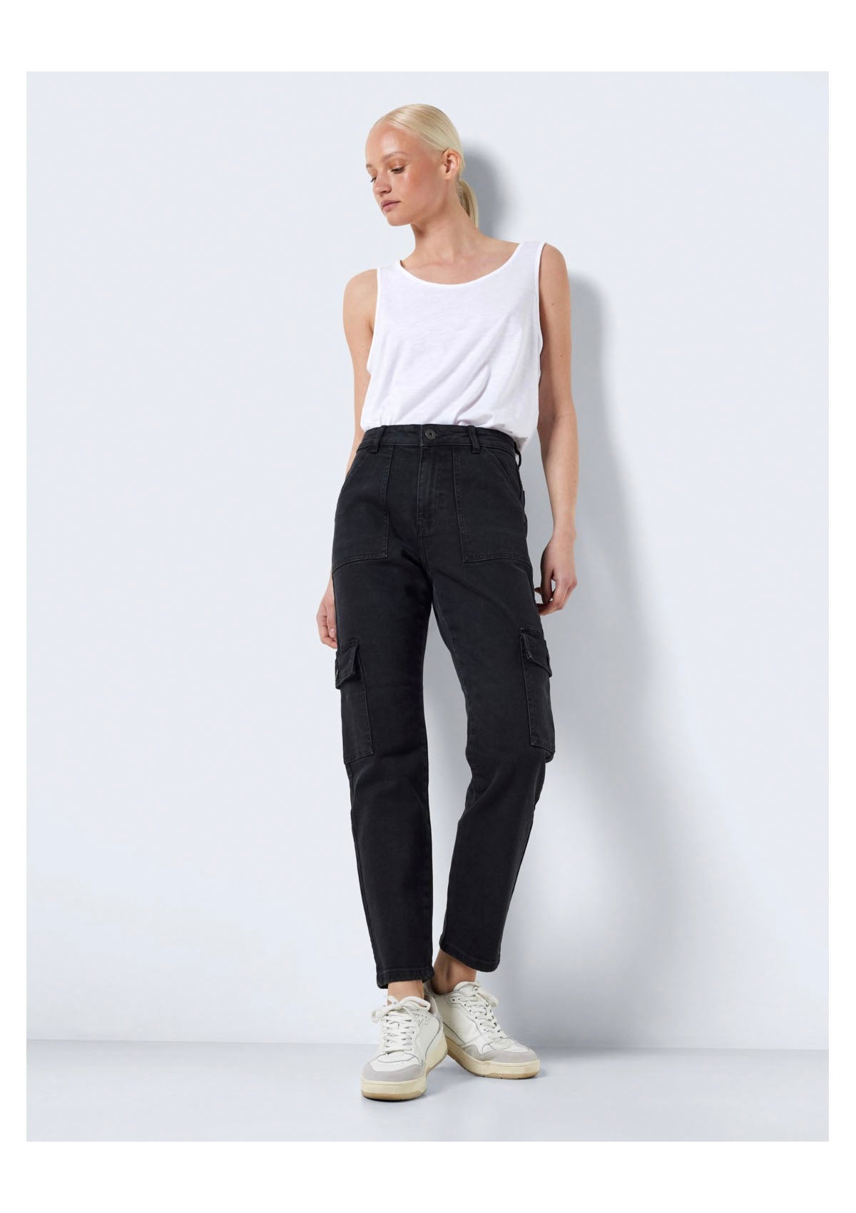 Noisy May Cargo Utility Ankle Trousers Black