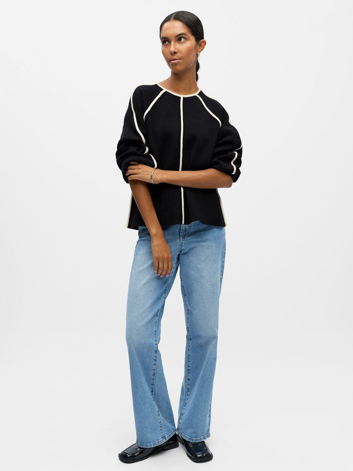 Object Detailed Knitted Pullover Black