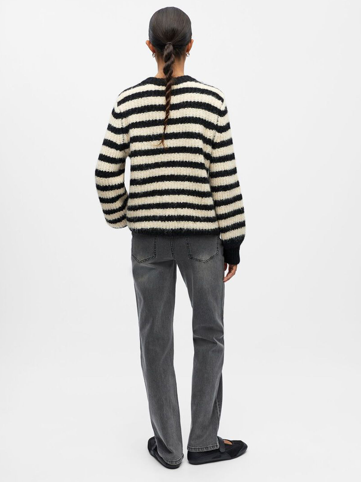 Object Milu Stripe Cardigan Black