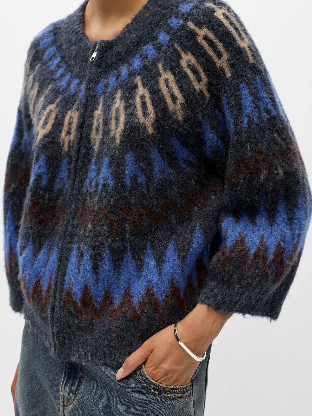Object Pattern Cardigan Sky Captain Blue