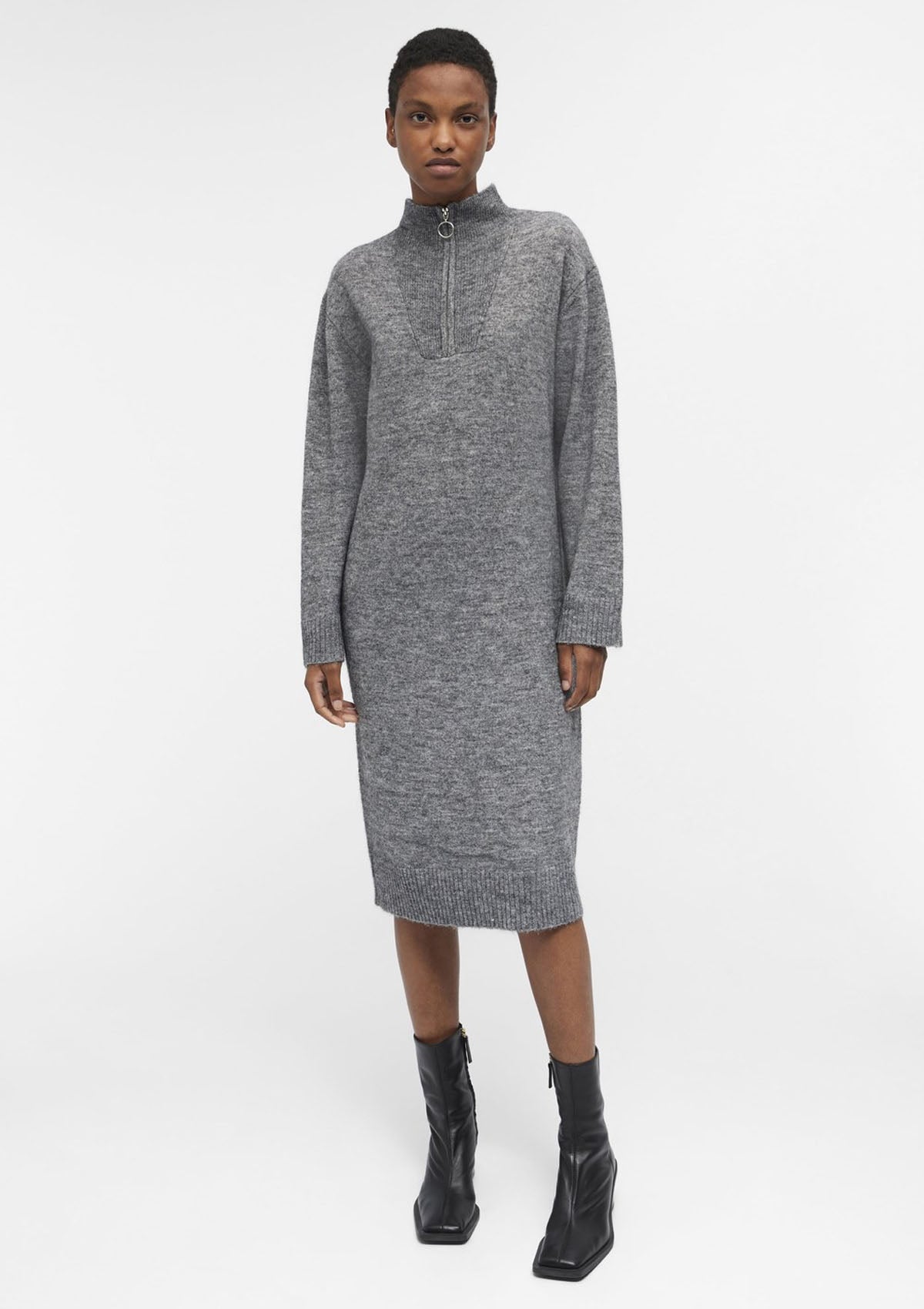 Object Minna Grey Knitted Dress