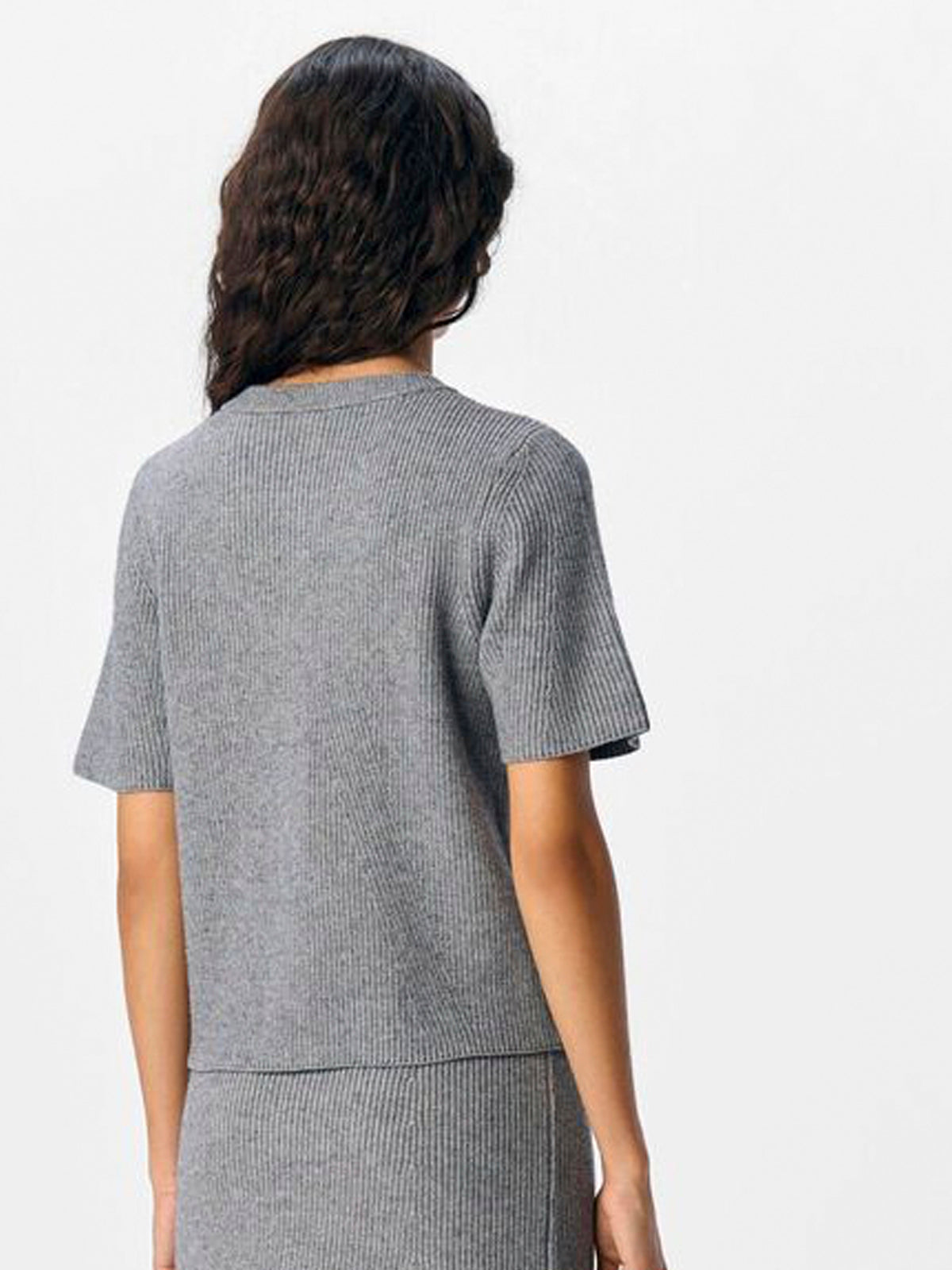 Object Viola Short Sleeve Cardigan Grey