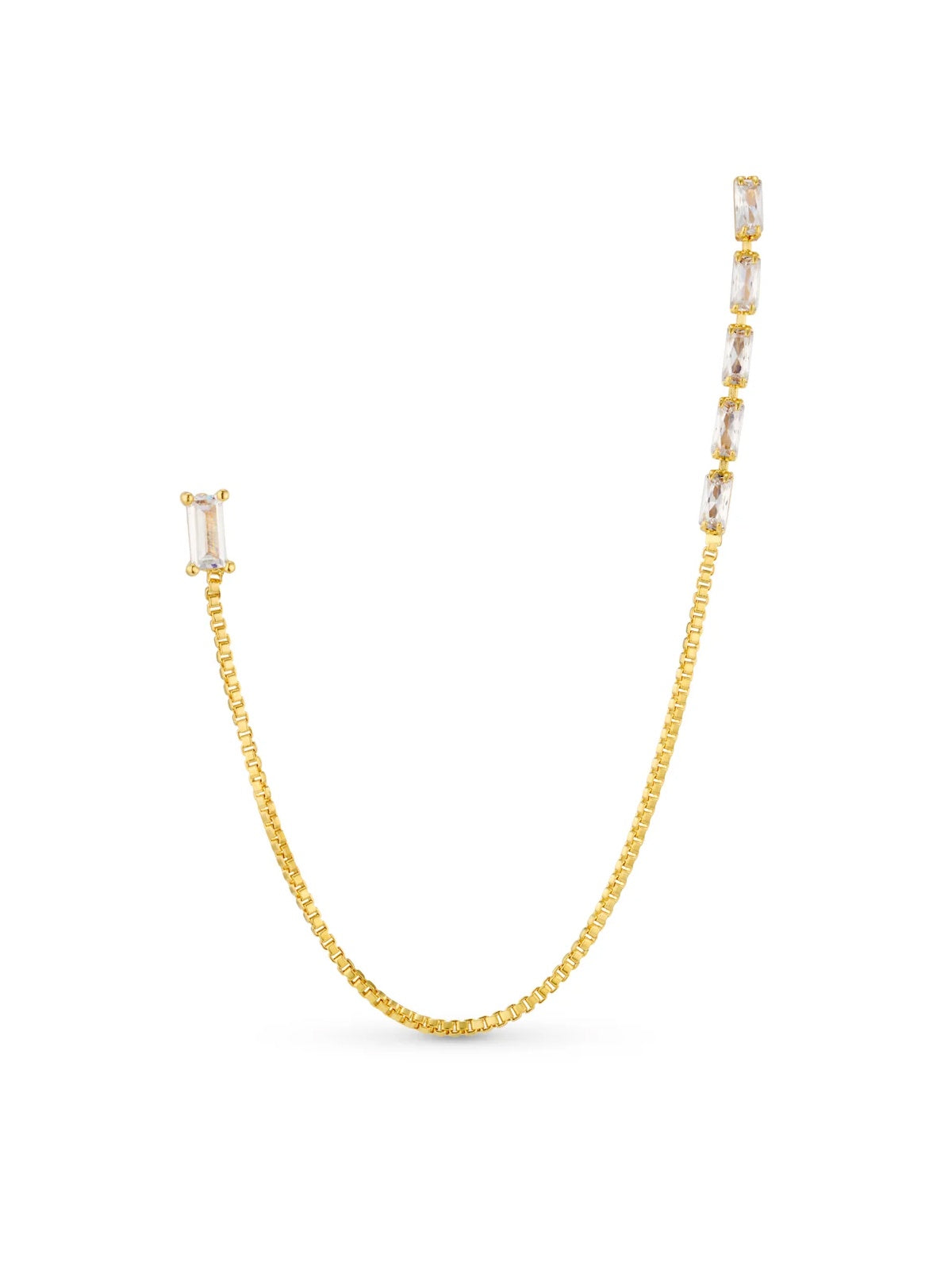 Orelia Baguette Fine Chain Link Earring