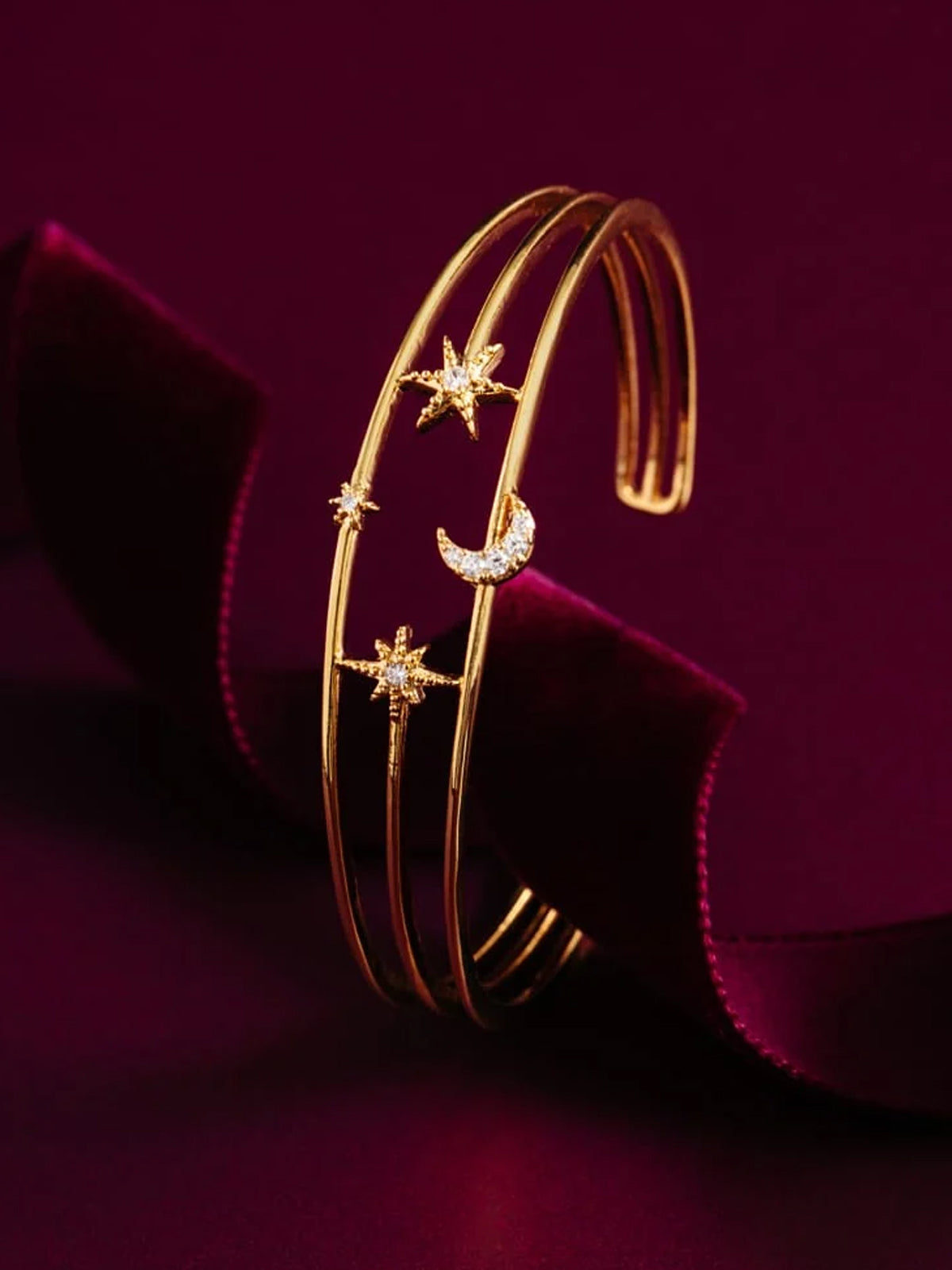Moon & Star Crystal Multi-Row Bangle