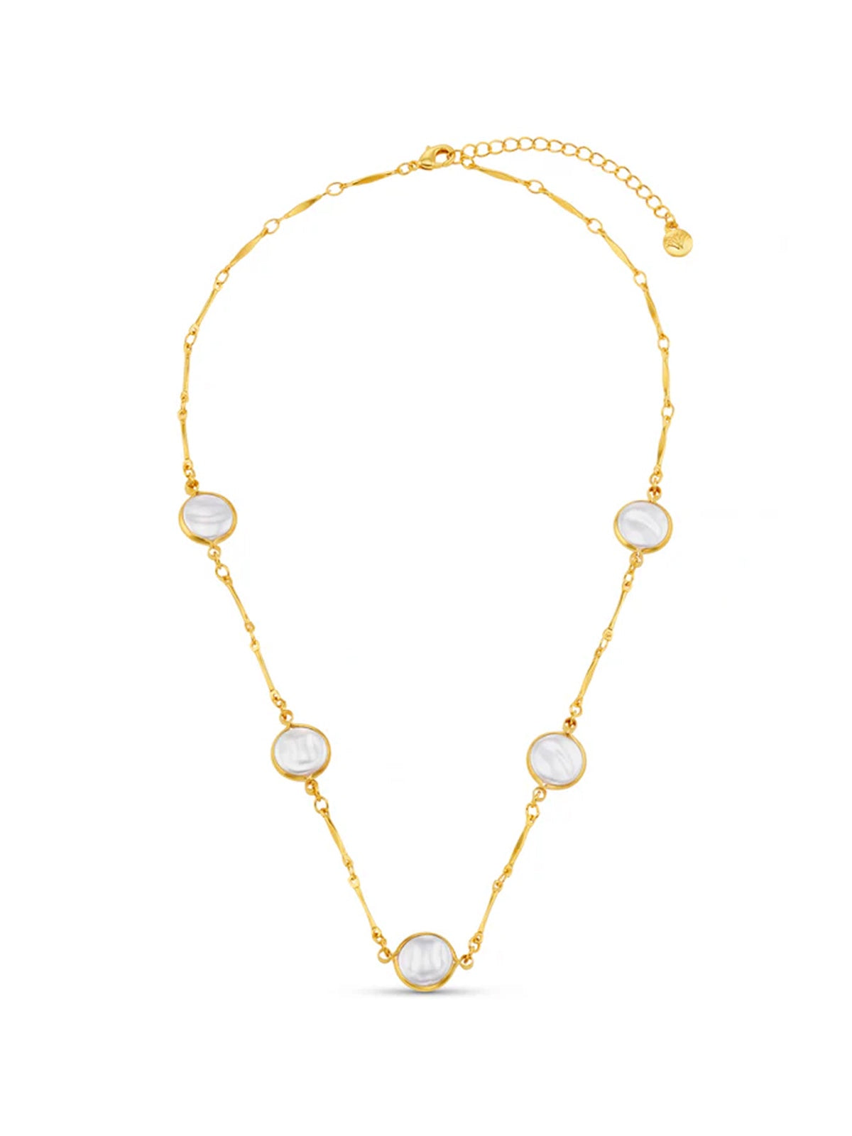 Orelia Coin Pearl Stationed Chain Necklace