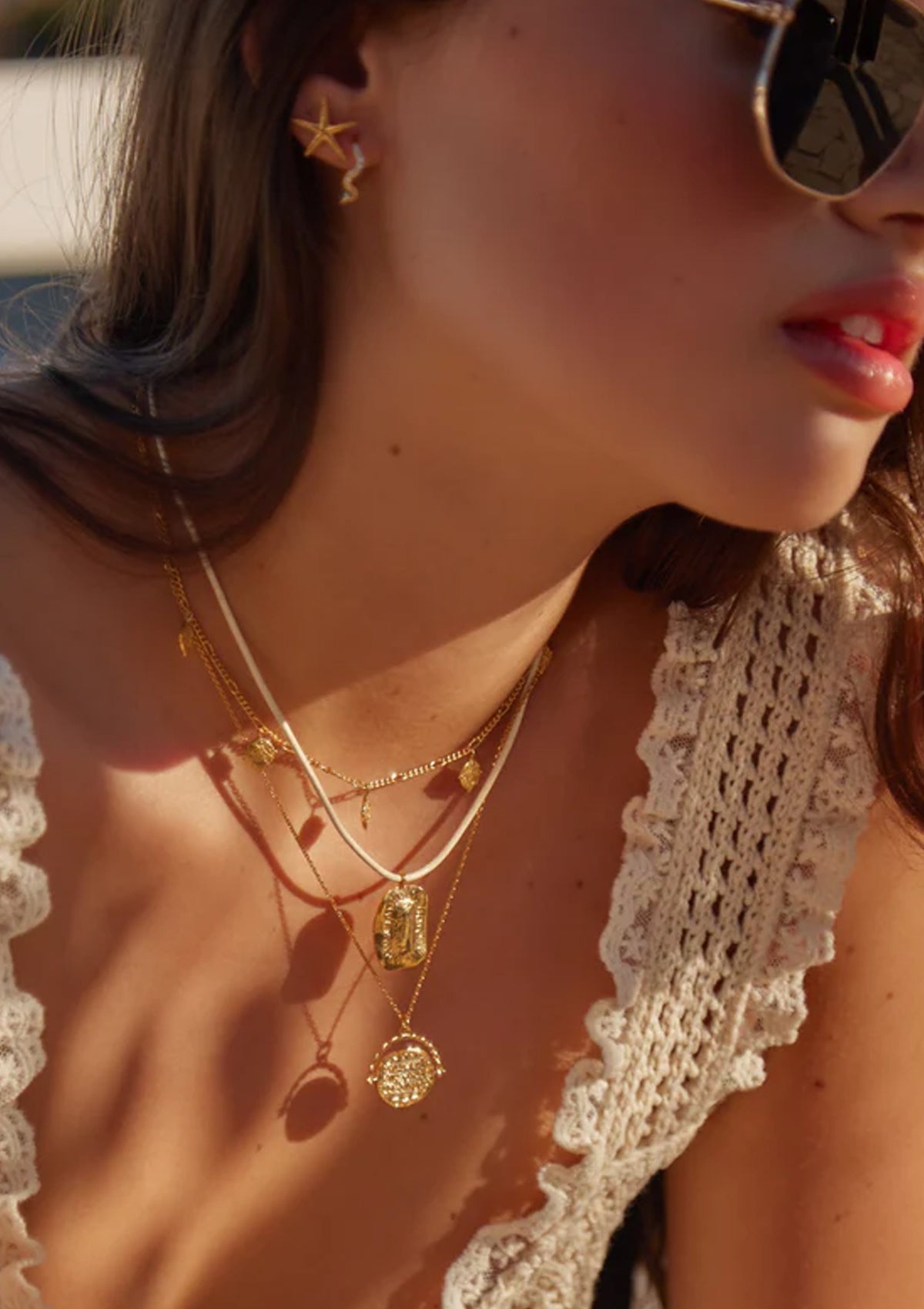 Orelia Medallion Spinner Necklace Gold