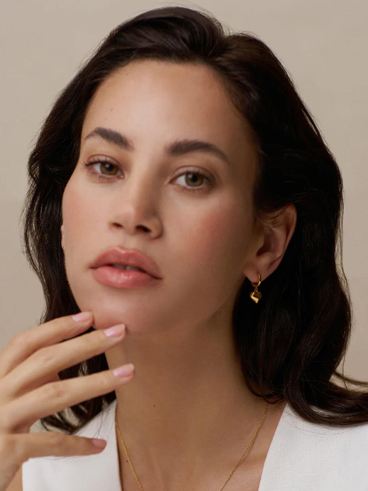 Orelia Domed Heart Huggie Hoops Gold