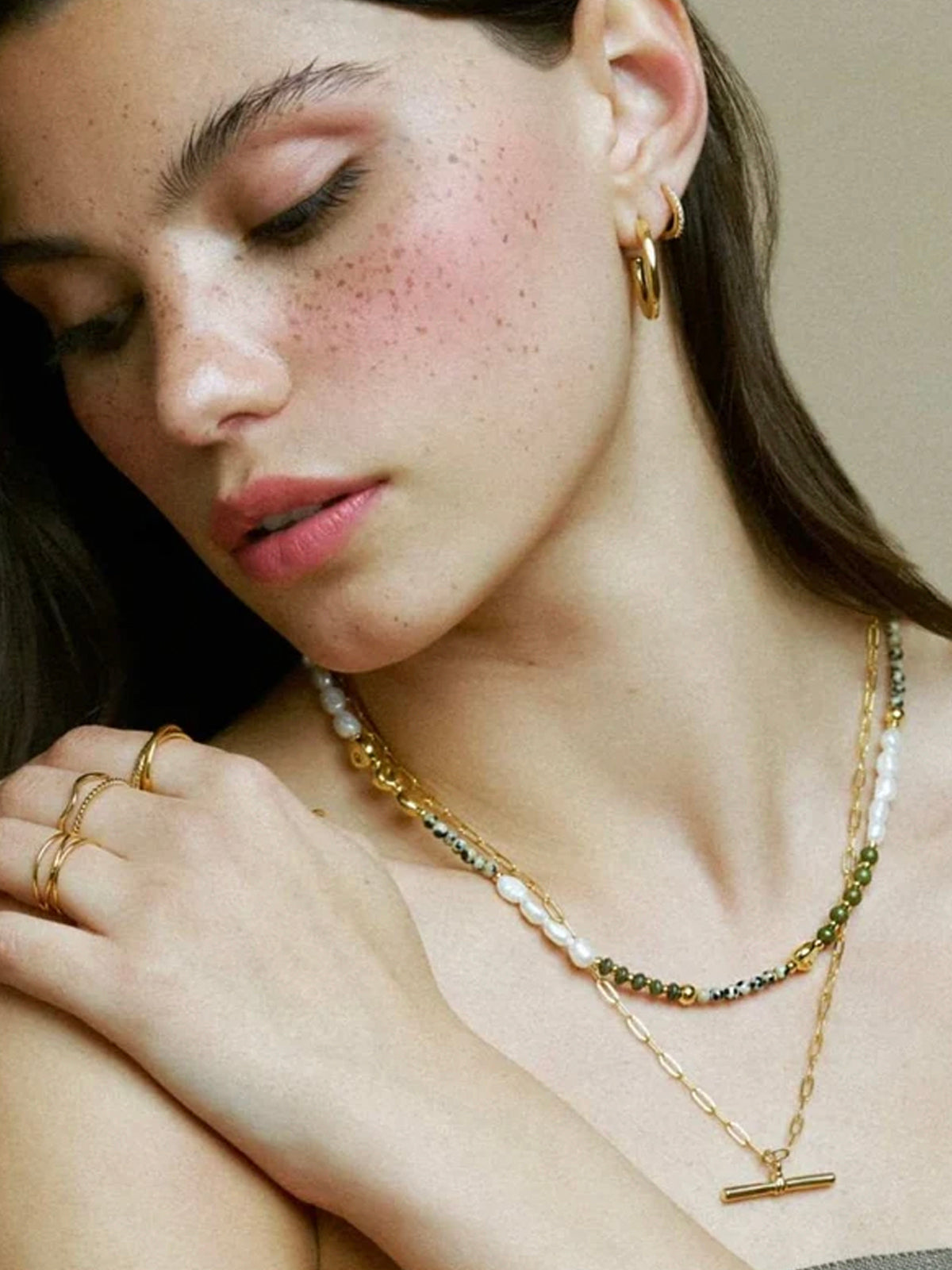 Orelia Mixed Semi-Precious & Pearl Beaded Necklace