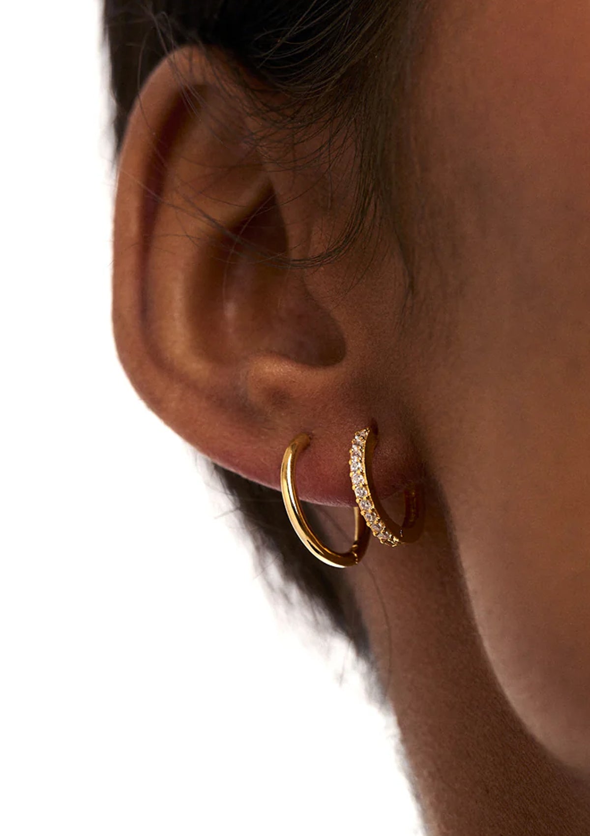 Orelia Pave Huggie Hoop Earrings Gold