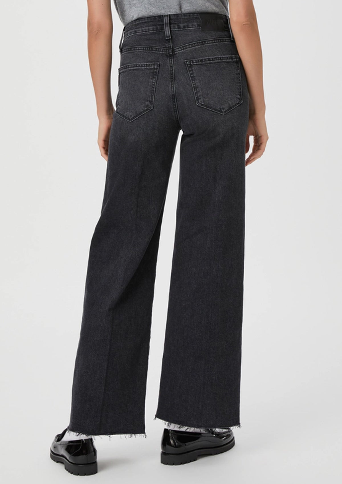 Paige Anessa 31 Inch Raw Hem Jeans Viper Black Distressed