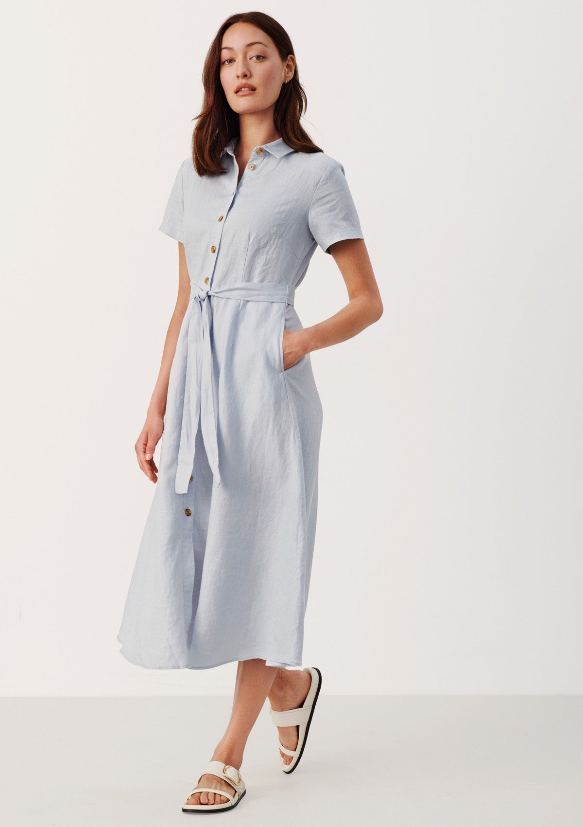 Part Two Eflin Midi Shirt Dress Grey Dawn