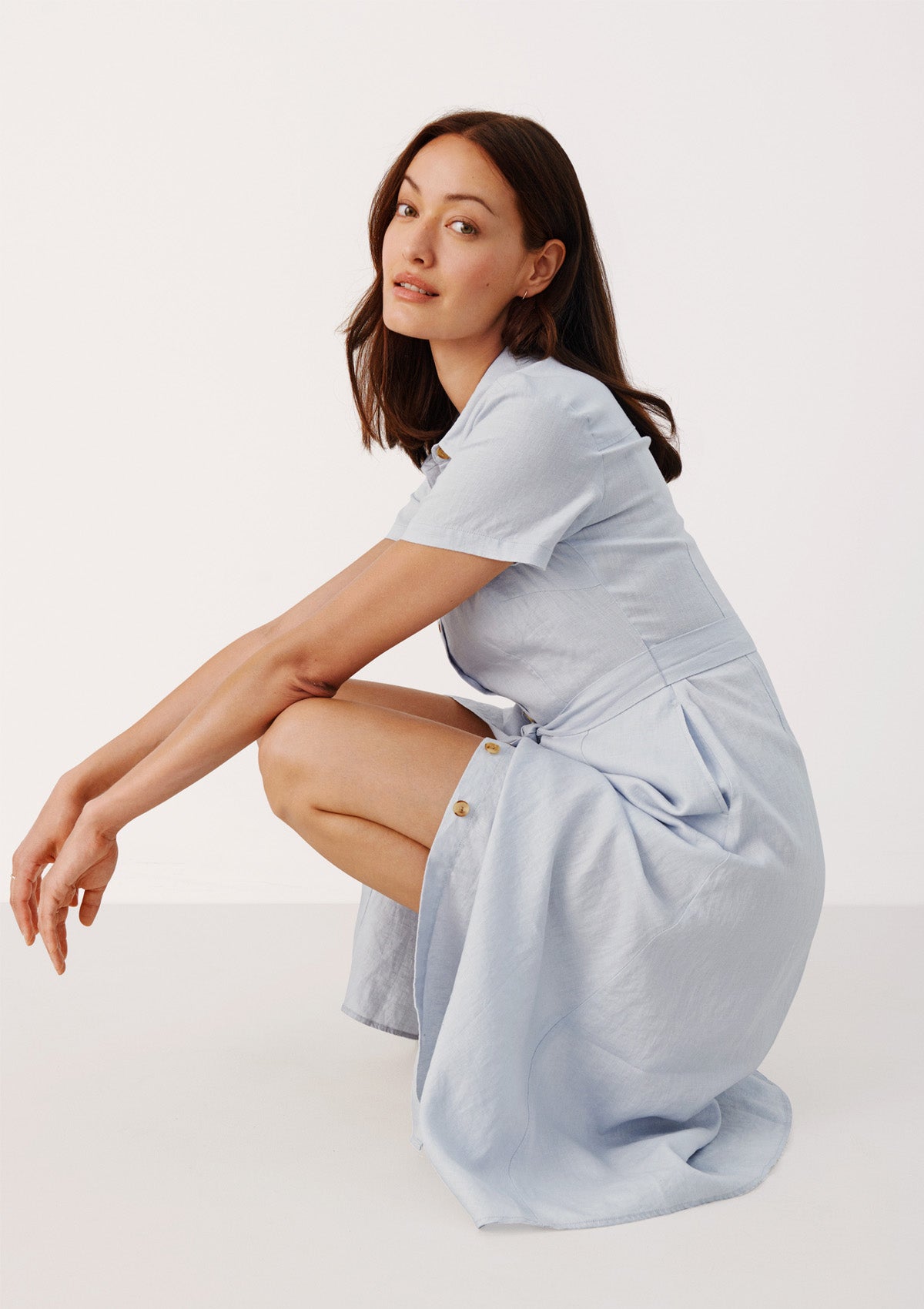 Part Two Eflin Midi Shirt Dress Grey Dawn