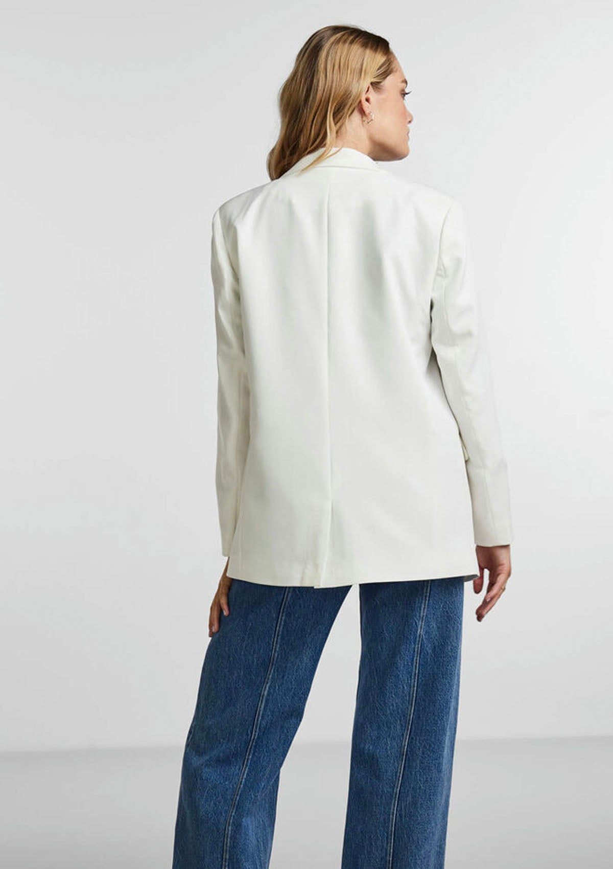 Pieces Loose White Blazer