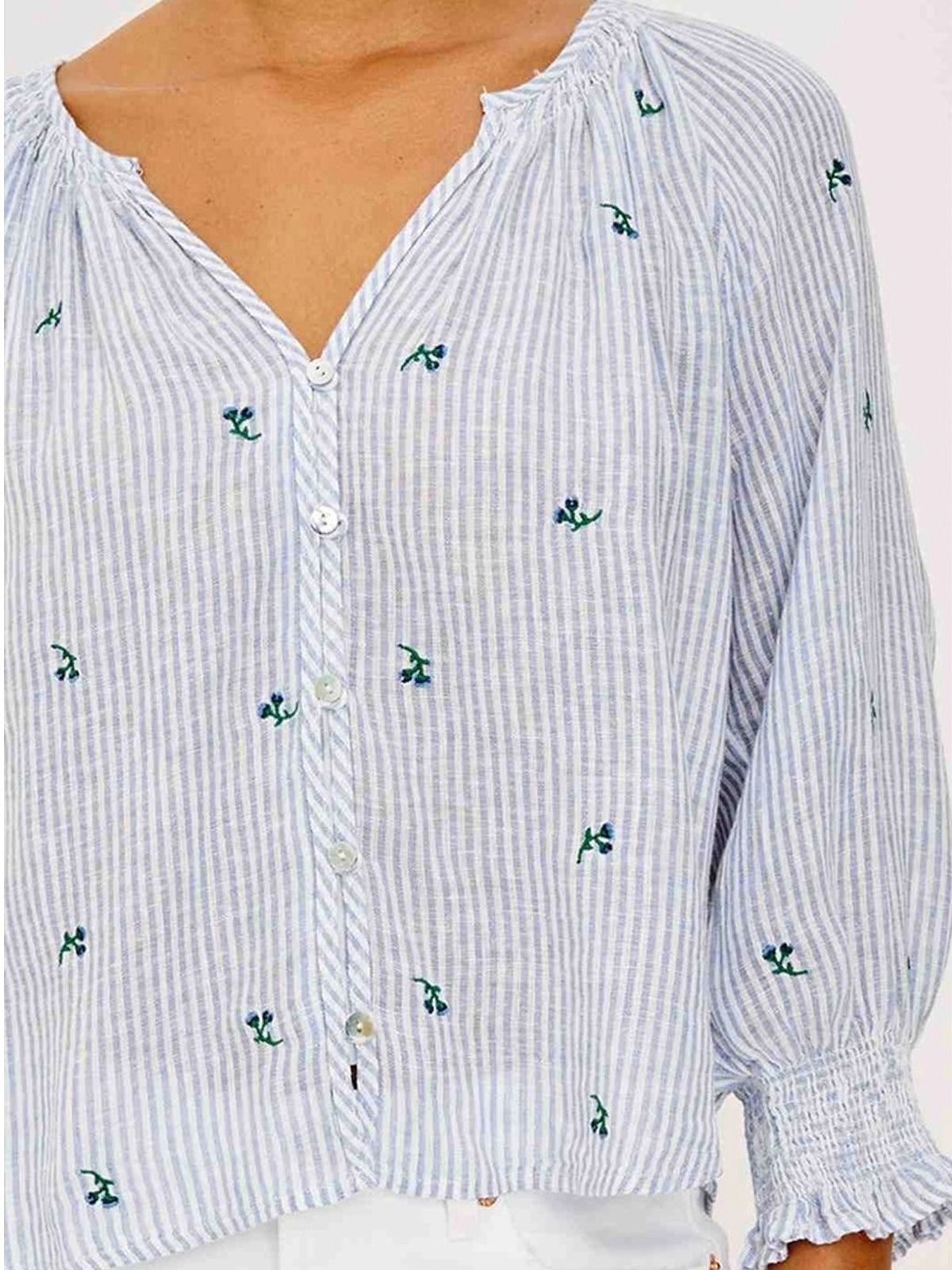 Rails Mariah Top Bluebell Embroidered Stripe
