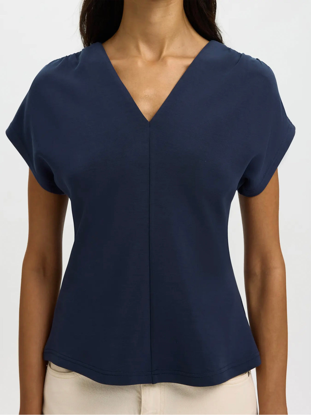 Selected Gathered Short Sleeve Sweat Top