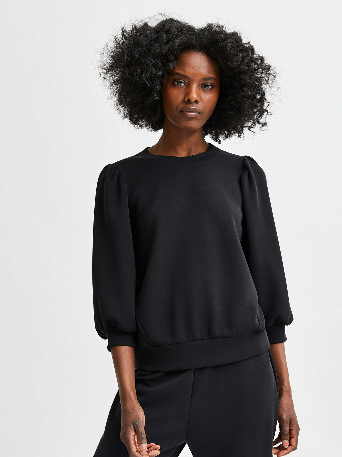 Selected Femme 3/4 Sweat Top Black