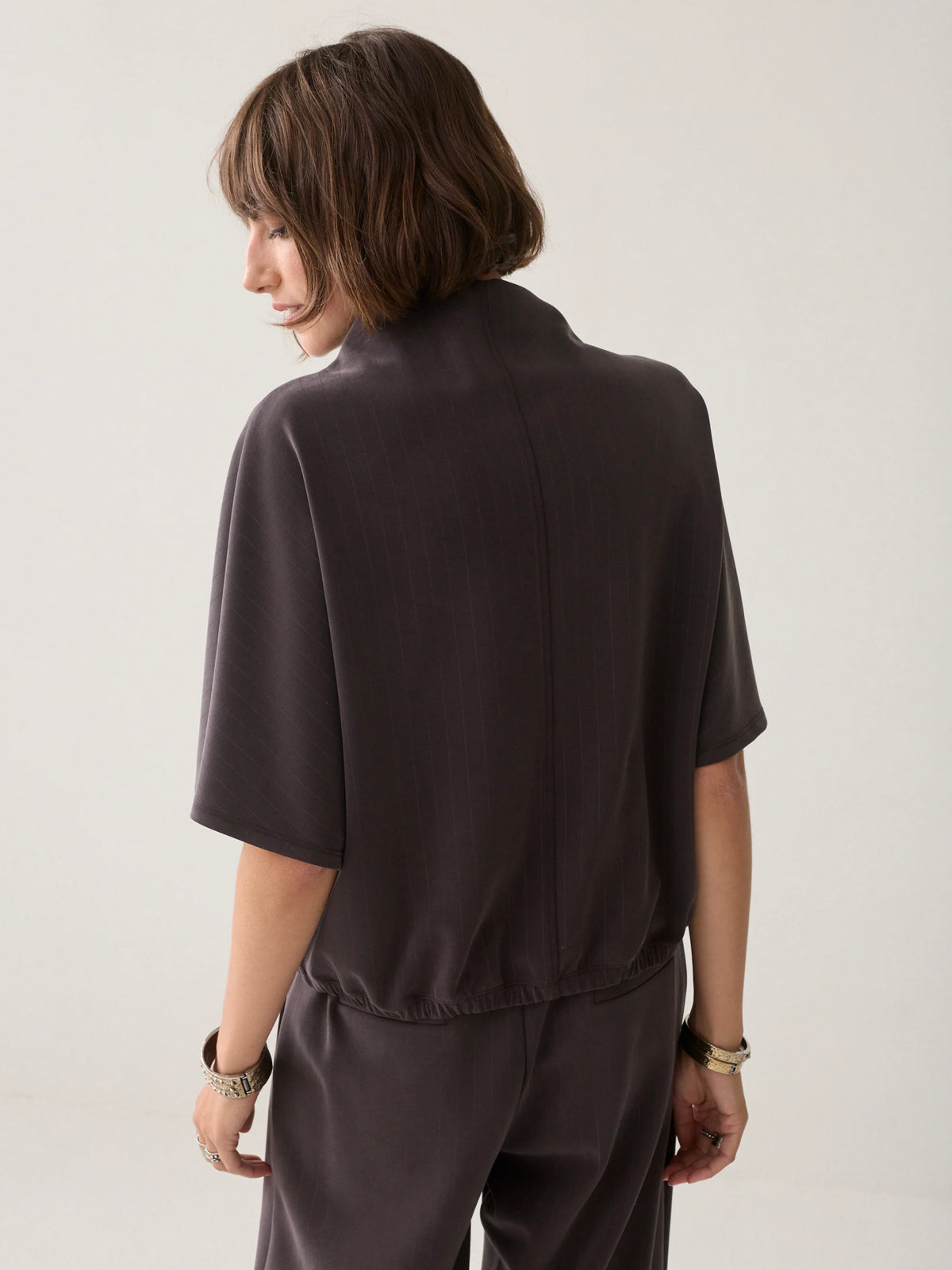 Summum Pinstripe Scuba Top Brown